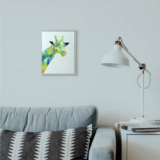 Stupell Industries Giraffe Abstract Shapes Wall Art in Gray Frame